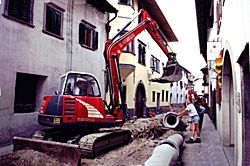 die Wasserleitung wird verlegt